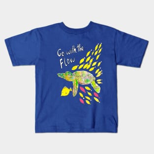 Go with the Flow Turtle Kids T-Shirt